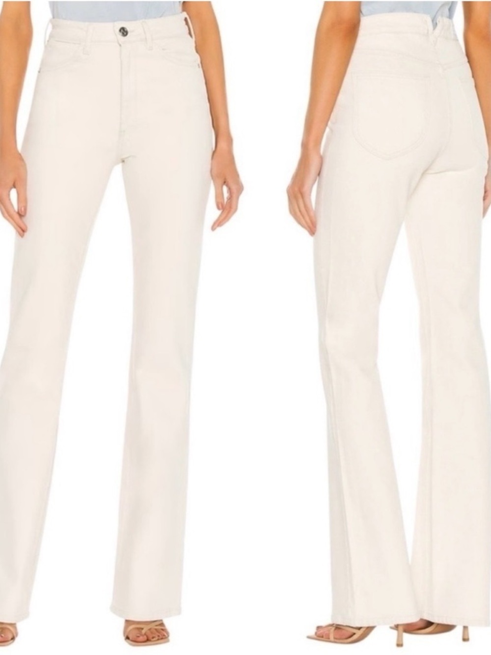 SPRWMN White High Rise Micro Flare Denim SZ 31 Designer Quiet Luxury NWT